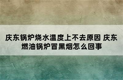 庆东锅炉烧水温度上不去原因 庆东燃油锅炉冒黑烟怎么回事